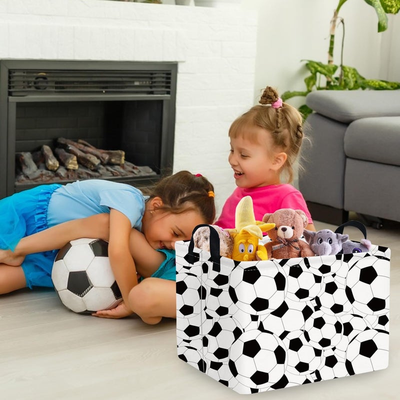 FXOCSHE FXOLCSHE Rectangular Easter Soccer Basket,Sports Boys box,Collapsible waterproof college dorm laundry basket,Baby Nursery Hamper,Boys Soccer Room Decor(Big football) - Image 5